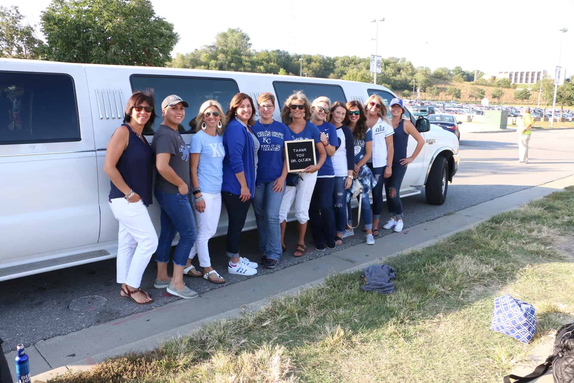 Group-limo-at-royals  - Braces and Invisalign in Kansas City, Overland Park, Olathe, and Paola, Kansas - Oltjen Orthodontics
